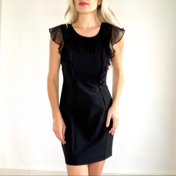 BLACK HALO Jackie Midi Ruffled Sheath Dress Ruffle - Picture 2 of 3